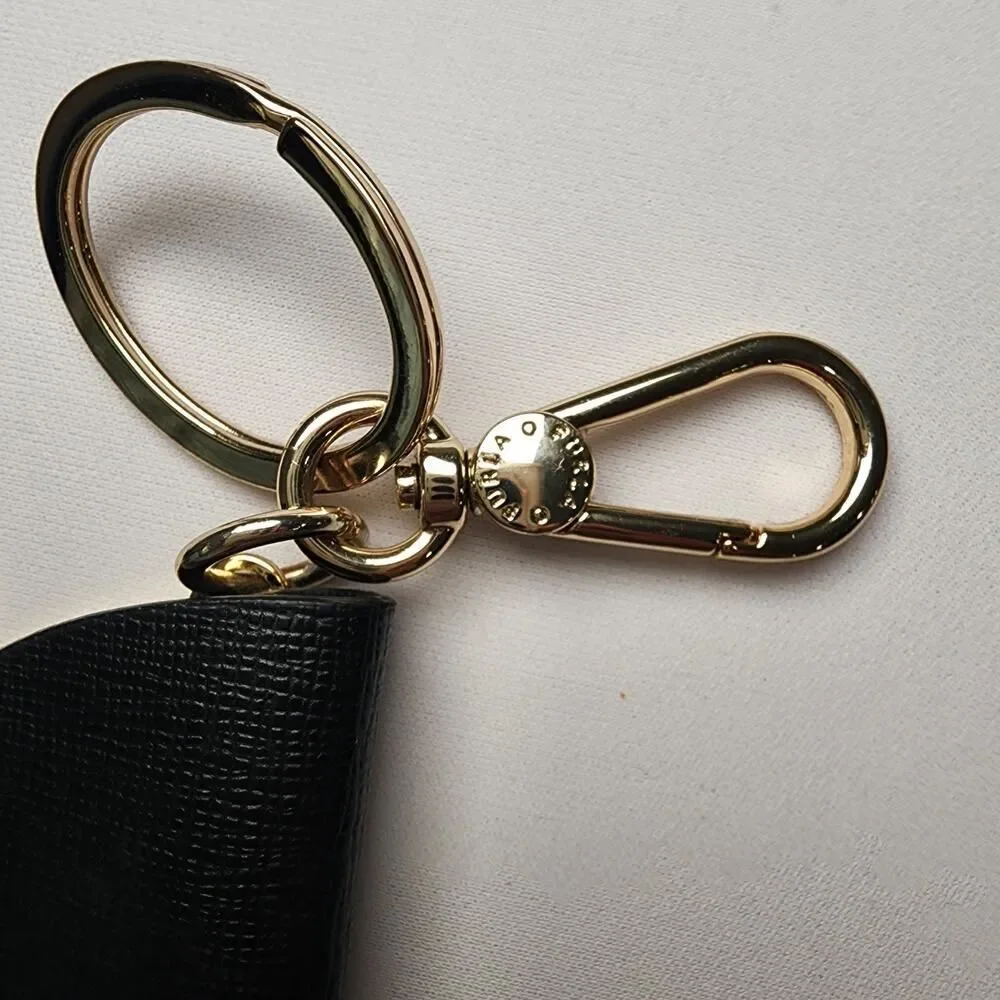 FURLA Ribbon Bow Motif Key Ring / Charm 42321 Black Textured Leather